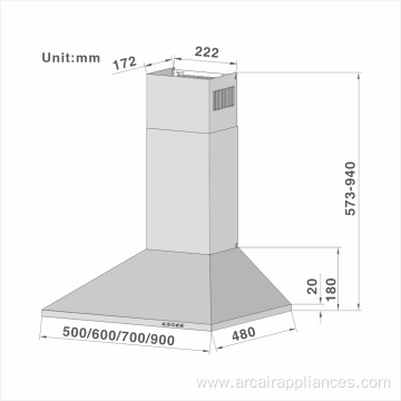 3 Speed Extraction Wall Mount Cooker Hood